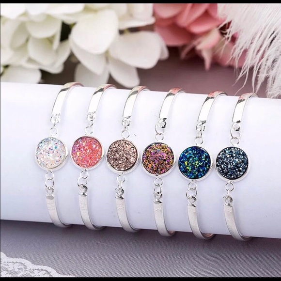 Jewelry - Druzy bracelets silver glitter stone